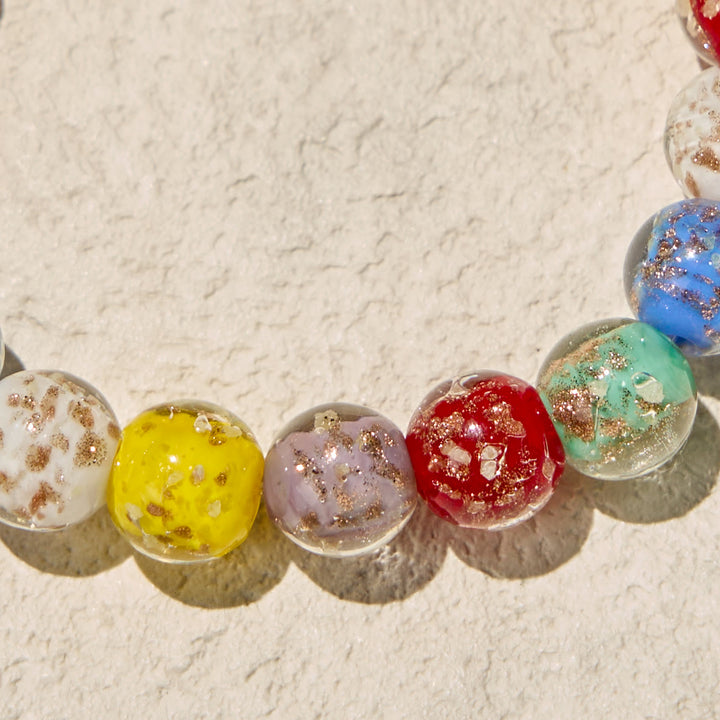 Christianartworkshop Colorful Glow-in-the-Dark Gold-Flecked Glass Bracelets with Crucifix - image 5