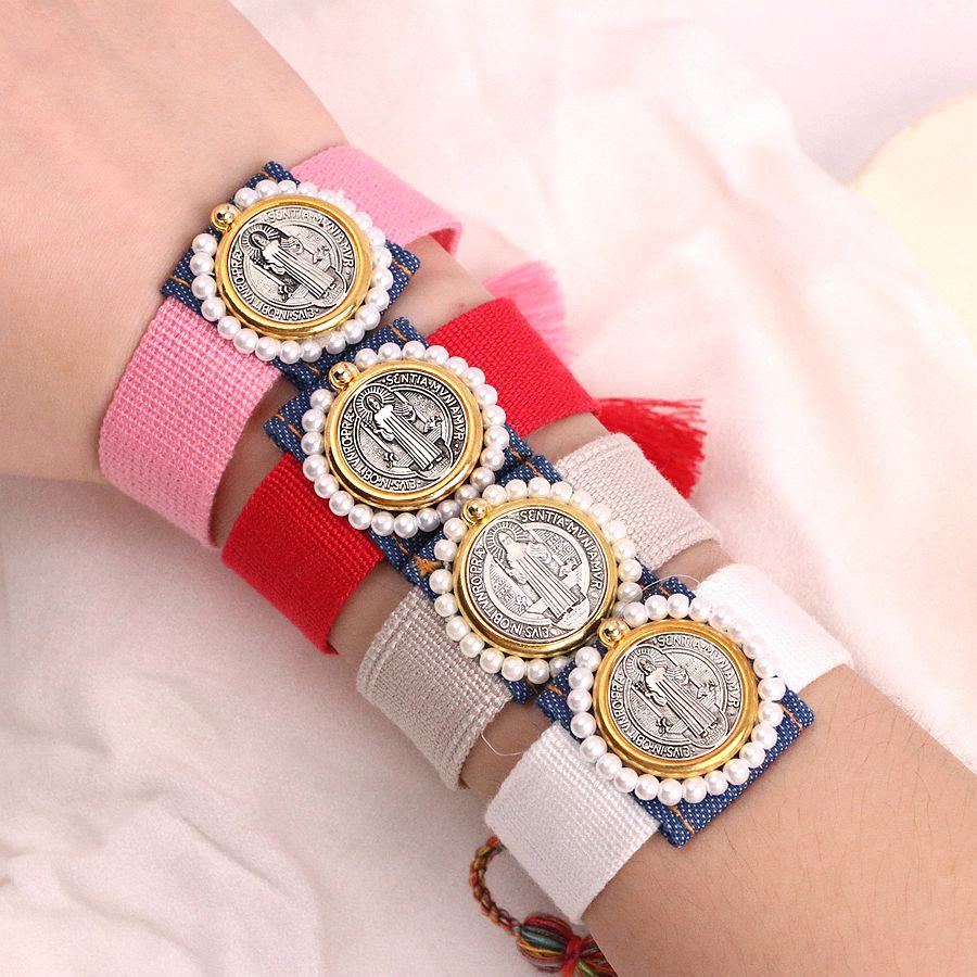 Christianartworkshop Protective St. Benedict Braided Bracelets with Colorful Woven Tassel Style - image 2