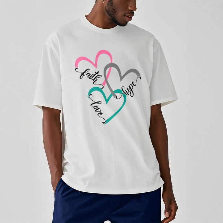 Christianartworkshop Faith Hope Love Christian Heart Design Unisex T-shirt for Believers - image 2