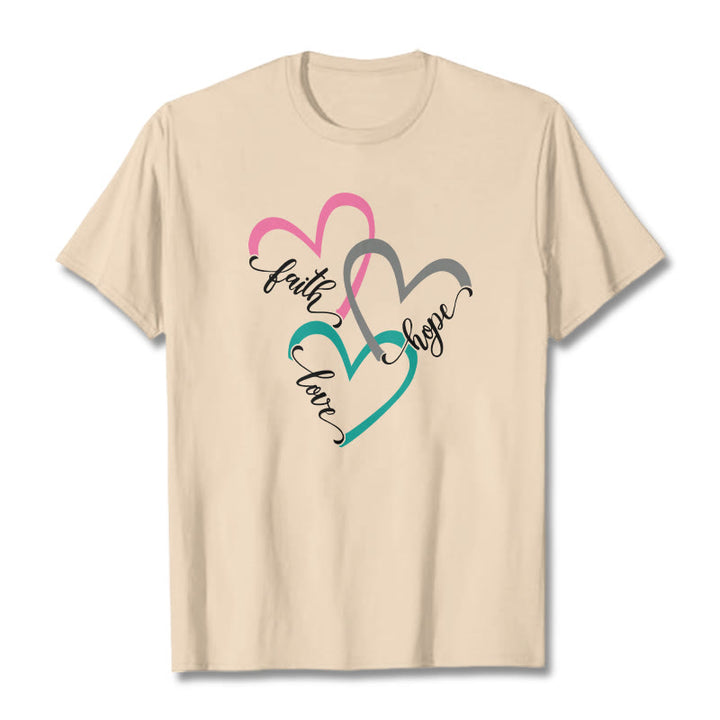 Christianartworkshop Faith Hope Love Christian Heart Design Unisex T-shirt for Believers - Beige - 2XL - image 10