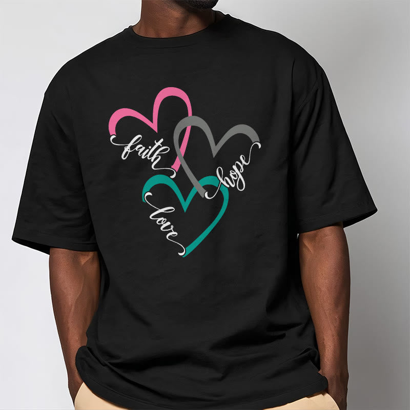 Christianartworkshop Faith Hope Love Christian Heart Design Unisex T-shirt for Believers - image 5