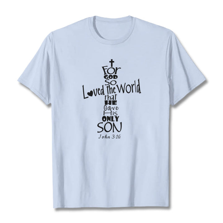 Christianartworkshop For God So Loved the World Christian Bible Verse Unisex T-shirt - Light Blue - 2XL - image 19
