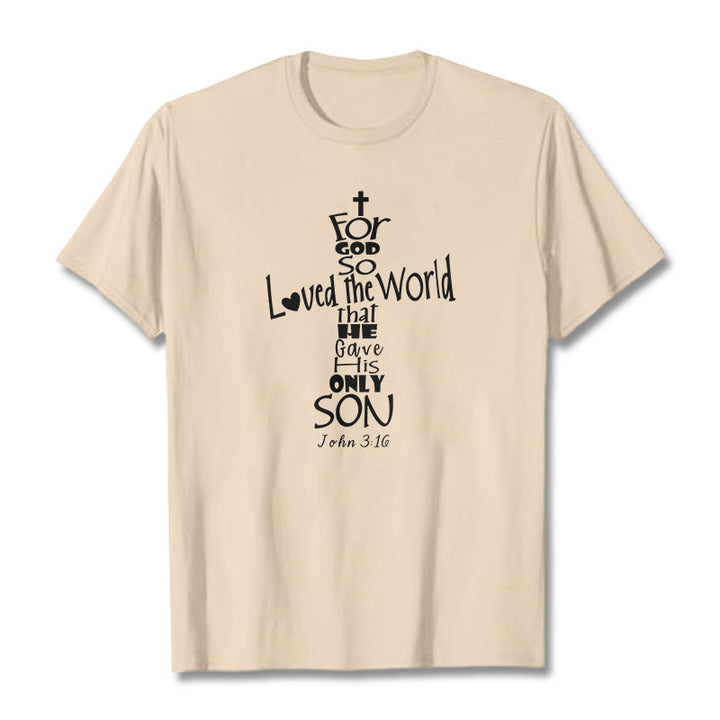 Christianartworkshop For God So Loved the World Christian Bible Verse Unisex T-shirt - Beige - 2XL - image 10