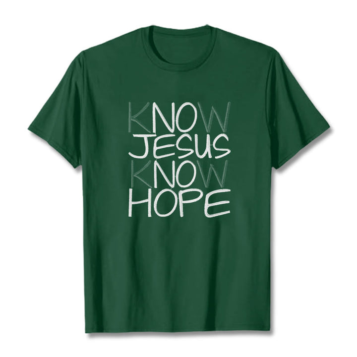 Christianartworkshop Know Jesus Know Hope Faith Statement Unisex T-shirt - Dark Green - 2XL - image 10