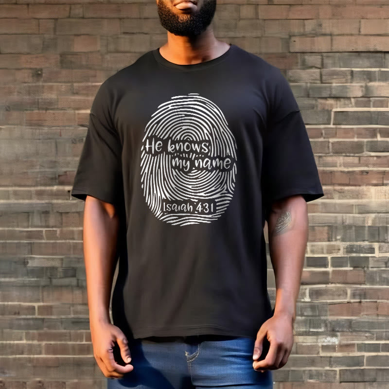 Christianartworkshop He Knows My Name Fingerprint Bible Verse Unisex T-shirt - image 2