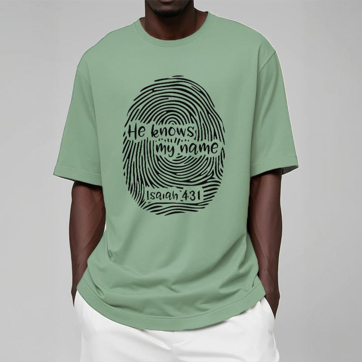 Christianartworkshop He Knows My Name Fingerprint Bible Verse Unisex T-shirt - image 15