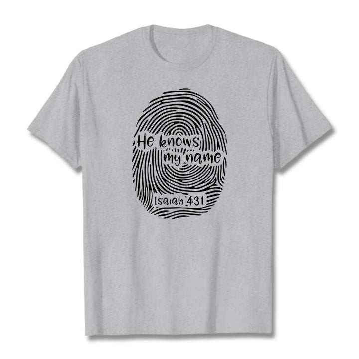 Christianartworkshop He Knows My Name Fingerprint Bible Verse Unisex T-shirt - Grey - 2XL - image 18