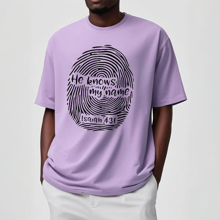 Christianartworkshop He Knows My Name Fingerprint Bible Verse Unisex T-shirt - image 13