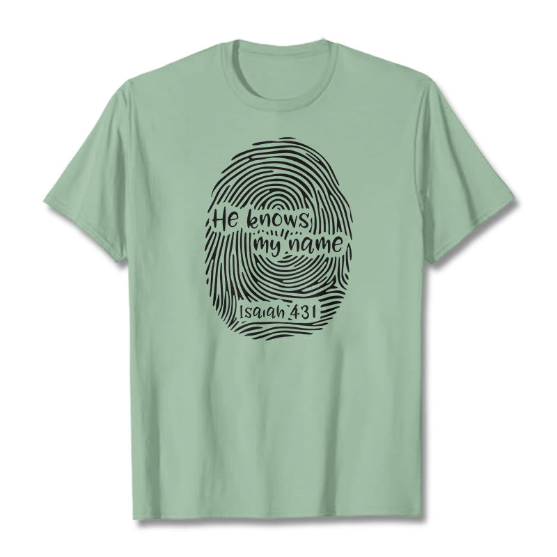 Christianartworkshop He Knows My Name Fingerprint Bible Verse Unisex T-shirt - Light Green - 2XL - image 14