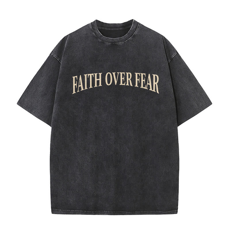 Christianartworkshop Faith Over Fear Thorn Cross Unisex Washed T-Shirt - image 3