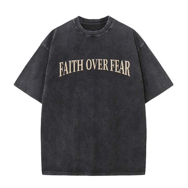 Christianartworkshop Faith Over Fear Thorn Cross Unisex Washed T-Shirt - image 3