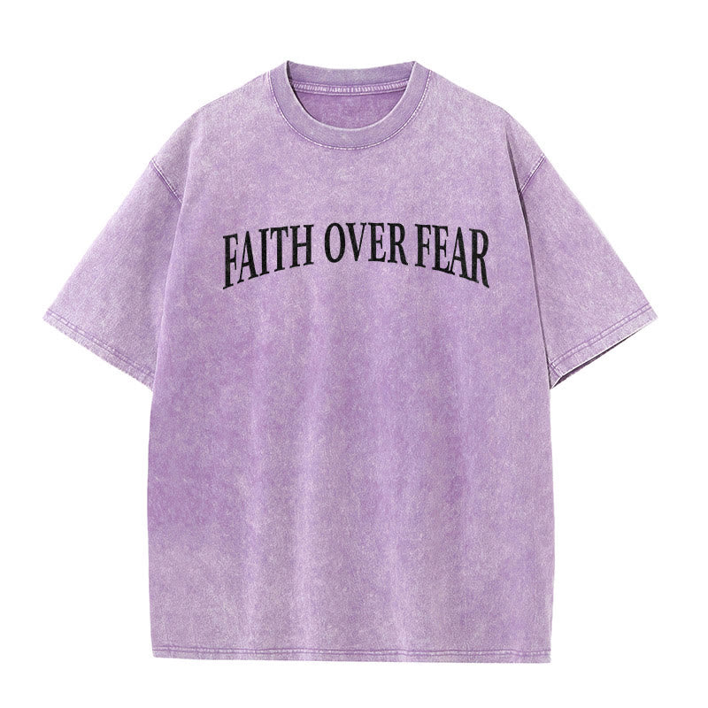 Christianartworkshop Faith Over Fear Thorn Cross Unisex Washed T-Shirt - image 13