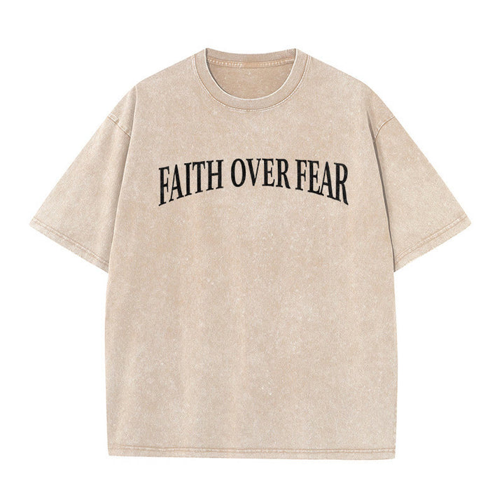 Christianartworkshop Faith Over Fear Thorn Cross Unisex Washed T-Shirt - image 8