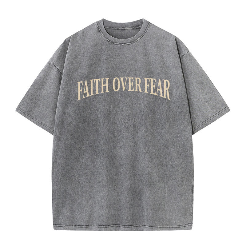 Christianartworkshop Faith Over Fear Thorn Cross Unisex Washed T-Shirt - image 1