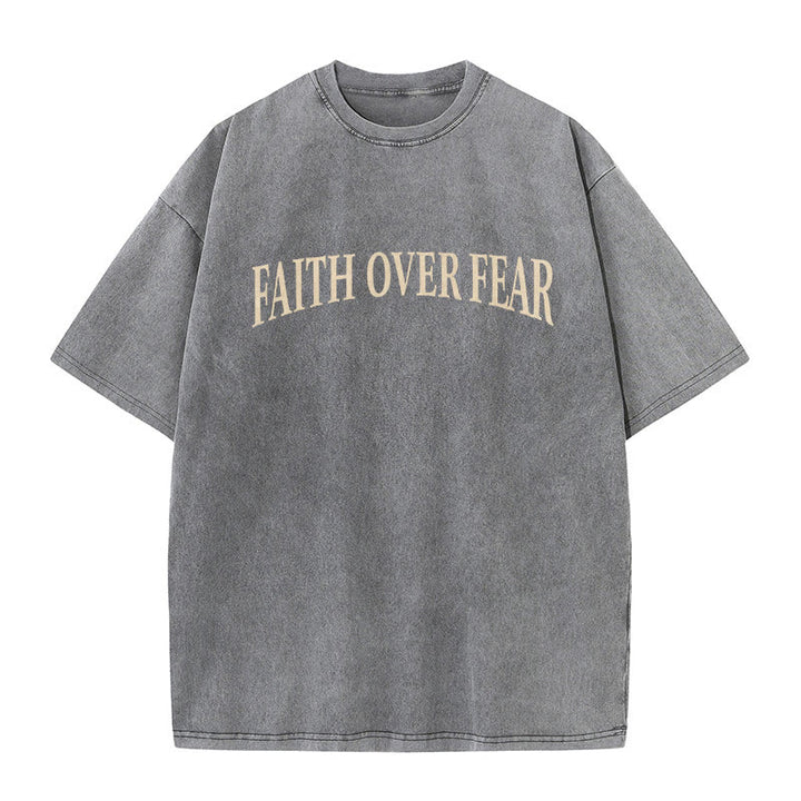 Christianartworkshop Faith Over Fear Thorn Cross Unisex Washed T-Shirt - image 1