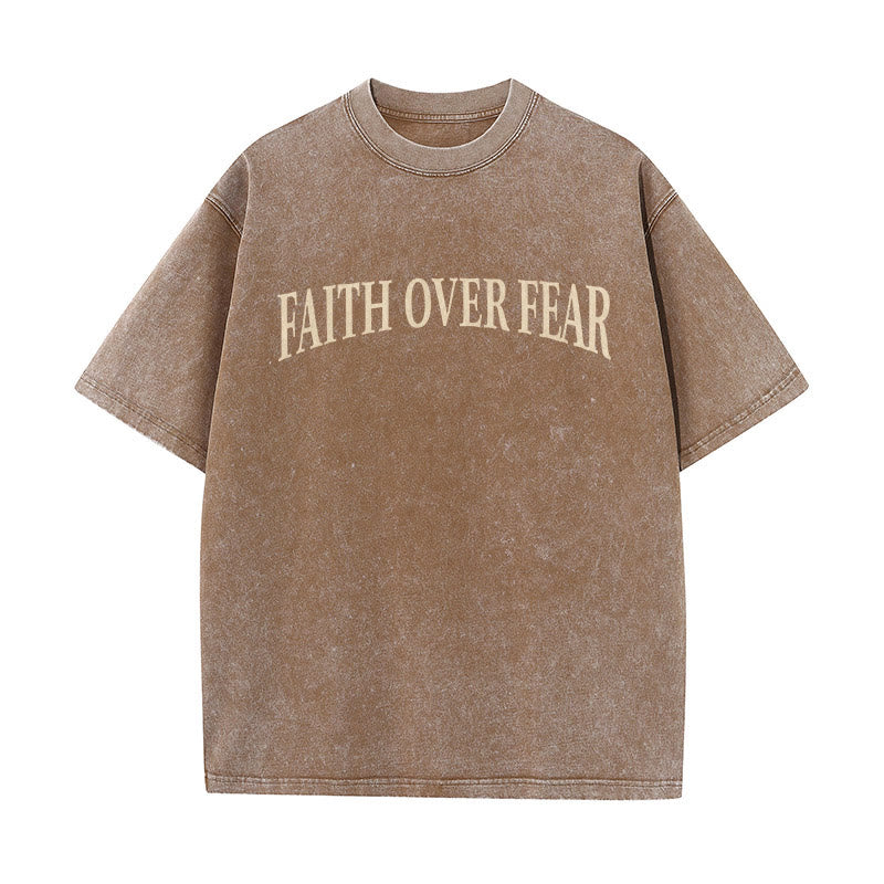 Christianartworkshop Faith Over Fear Thorn Cross Unisex Washed T-Shirt - image 15