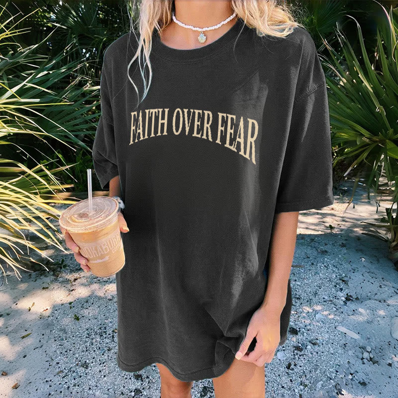 Christianartworkshop Faith Over Fear Thorn Cross Unisex Washed T-Shirt - image 5