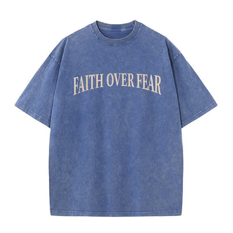 Christianartworkshop Faith Over Fear Thorn Cross Unisex Washed T-Shirt - image 11