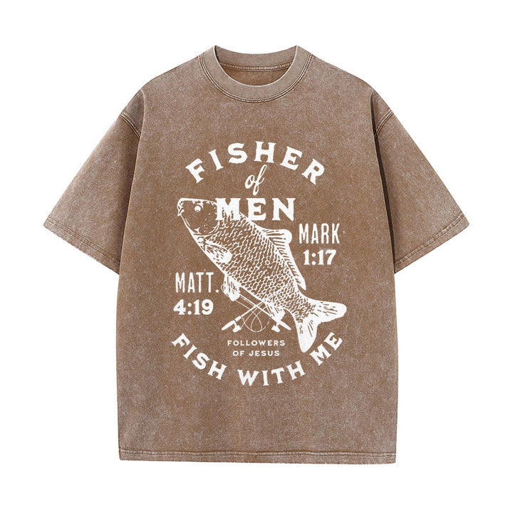 Christianartworkshop Followers of Jesus Fisher of Men Unisex Washed T-Shirt - Coffee - 5XL - image 8