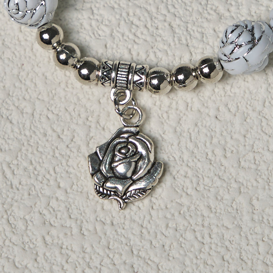 Christianartworkshop Delicate White Rose Devotional Beads Rosary and Bracelets with Virgin Mary - image 16