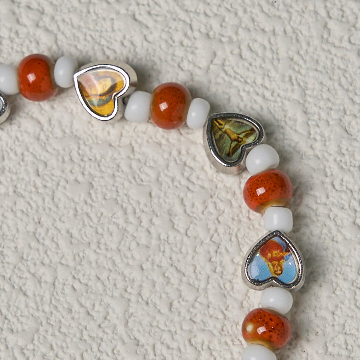 Christianartworkshop Colorful Glass & Ceramic Bead Bracelets with Cross and Saints Heart Charms - image 18