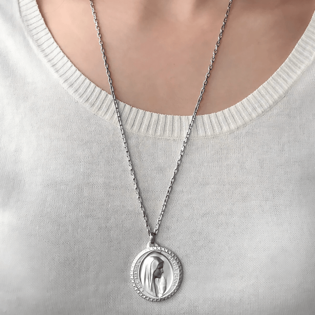 Christianartworkshop Graceful Virgin Mary Pendant Necklace in 925 Sterling Silver for Daily Devotion - image 1
