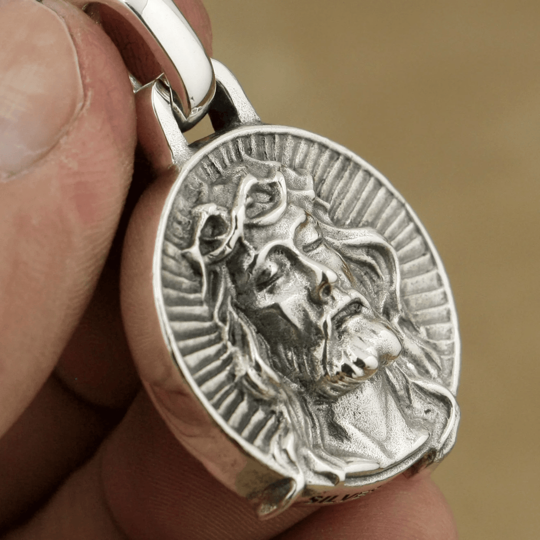 Christianartworkshop 925 Sterling Silver Jesus Crown of Thorns Sacred Necklace - image 5