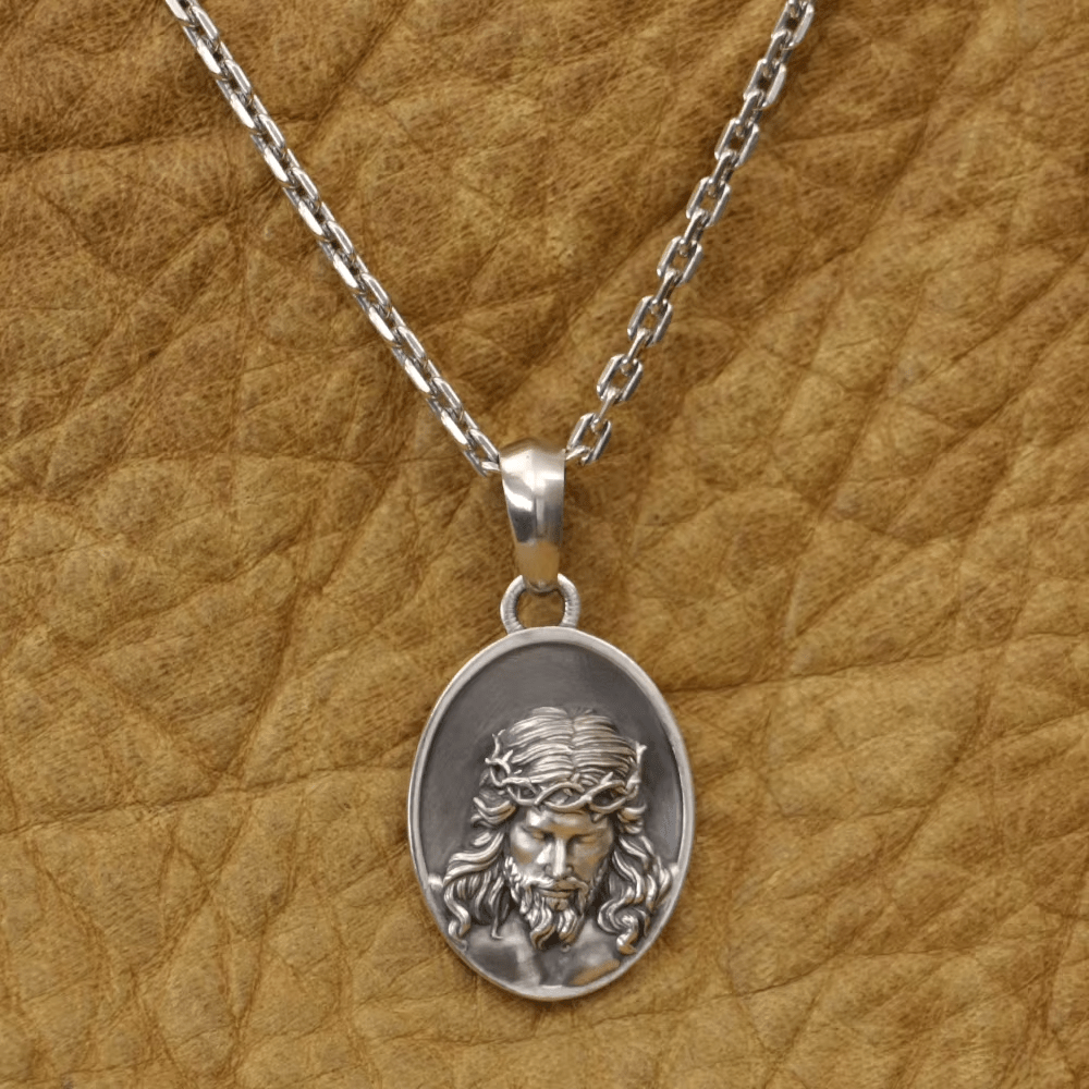 Christianartworkshop 925 Silver Crown of Thorns Jesus Medal Necklace: A Reminder of His Sacrifice - image 1
