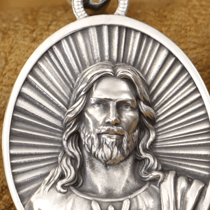 Christianartworkshop Divine Radiance Jesus Sacred Heart Necklace Crafted in Sterling Silver - image 5
