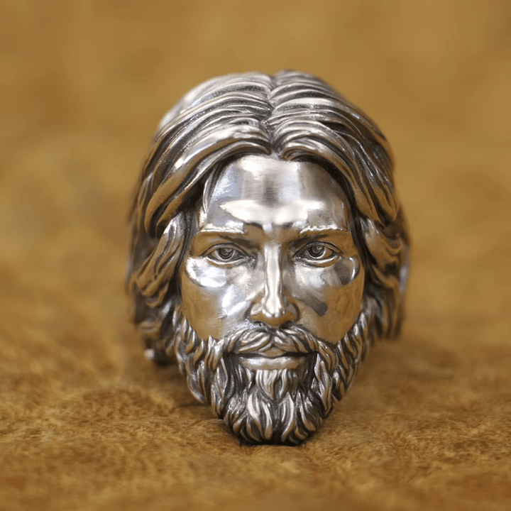Christianartworkshop Sculpted Sacred Jesus Christ Portrait Ring Crafted in 925 Silver - image 3