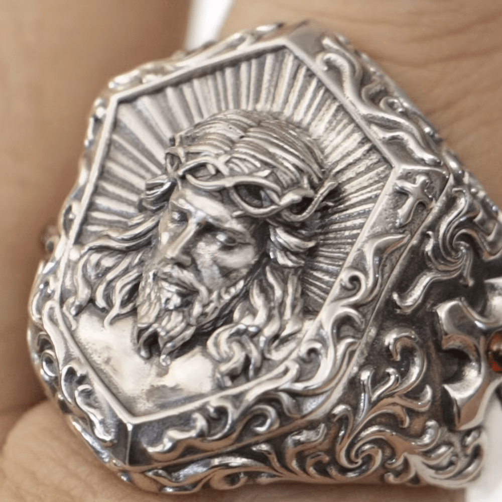 Christianartworkshop Jesus Christ Crown of Thorns Ring in Vintage Style Solid Sterling Silver - image 1