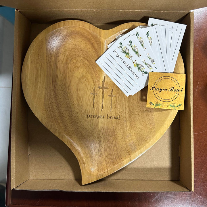 Christianartworkshop 3 Color Wooden Heart Shaped Prayer Bowl with Faith Note Cards - Wooden With Cards (24PCS) - image 7