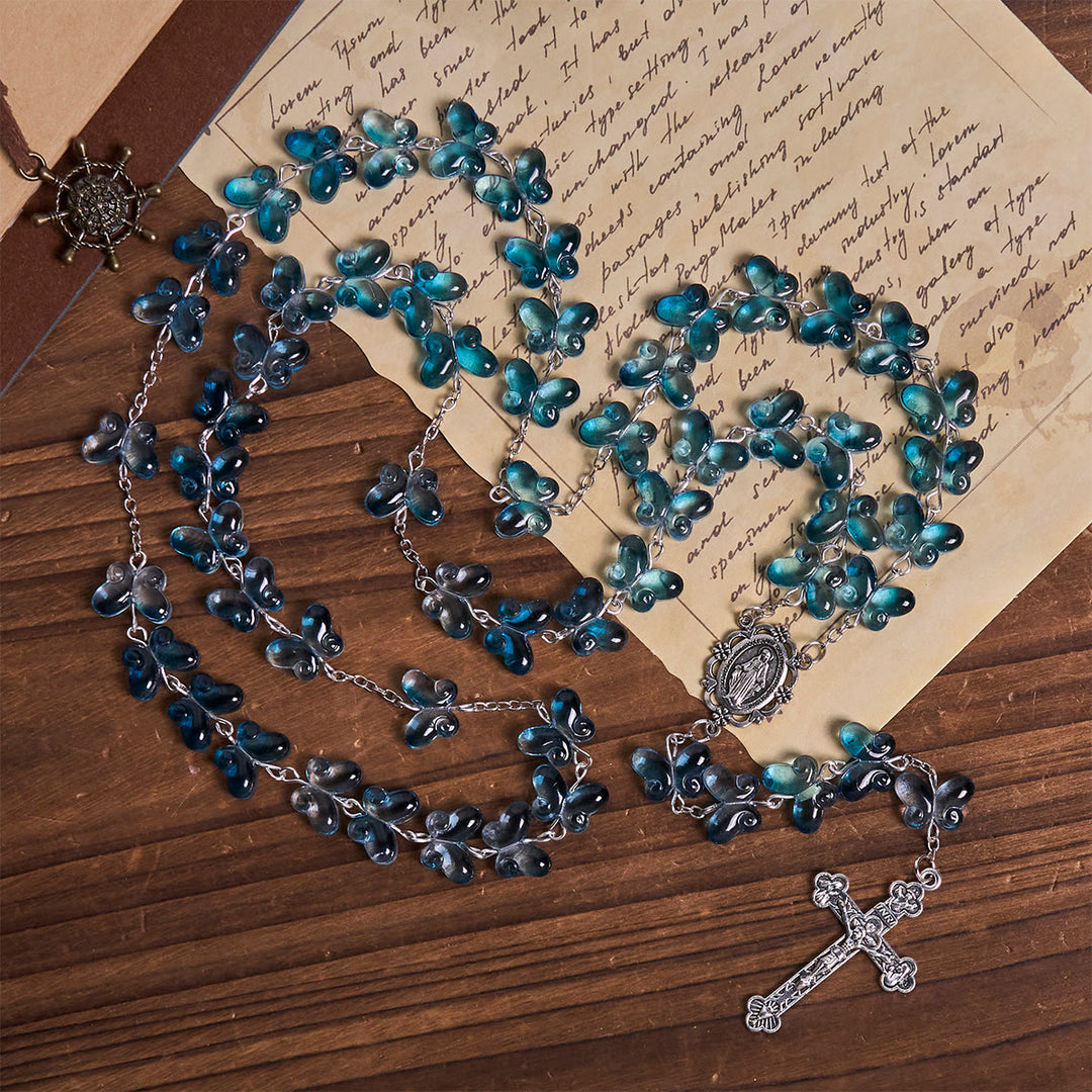 Christianartworkshop Faith is th Hope: Wings of Devotion Shimmering Blue Butterfly Prayer Bracelet, Animal Rosary - image 7