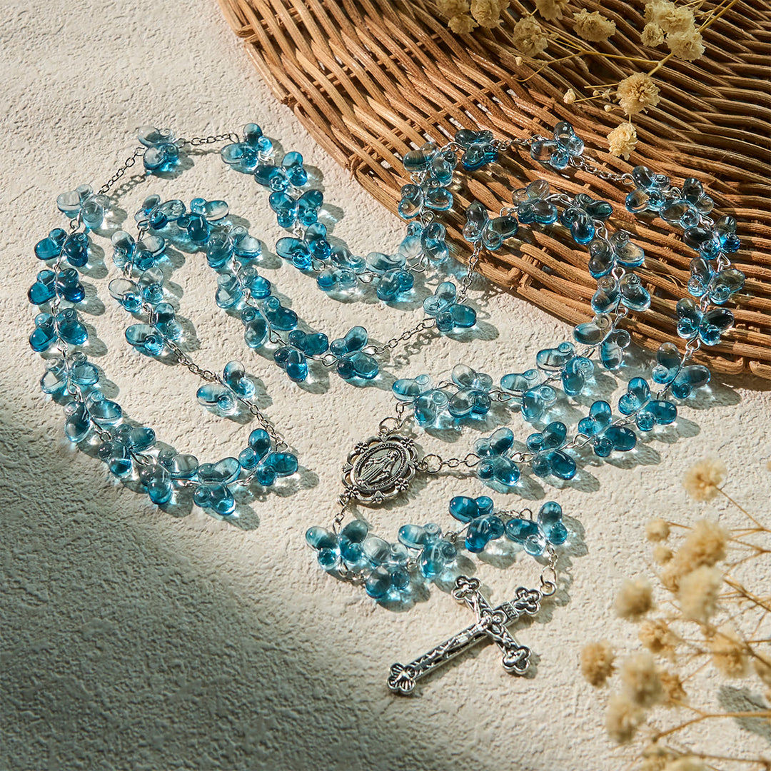 Christianartworkshop Faith is th Hope: Wings of Devotion Shimmering Blue Butterfly Prayer Bracelet, Animal Rosary - image 5