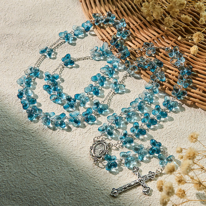 Christianartworkshop Faith is th Hope: Wings of Devotion Shimmering Blue Butterfly Prayer Bracelet, Animal Rosary - image 3
