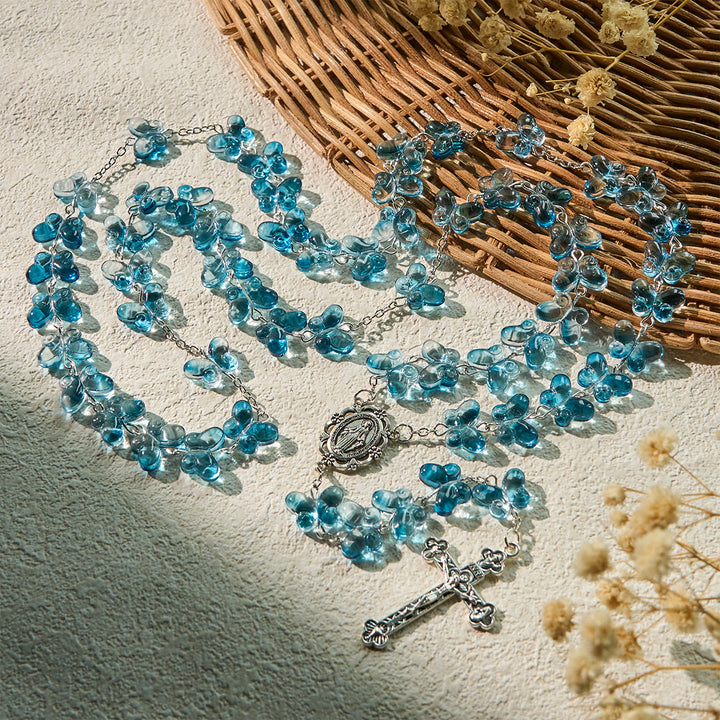 Christianartworkshop Faith is th Hope: Wings of Devotion Shimmering Blue Butterfly Prayer Bracelet, Animal Rosary - image 5