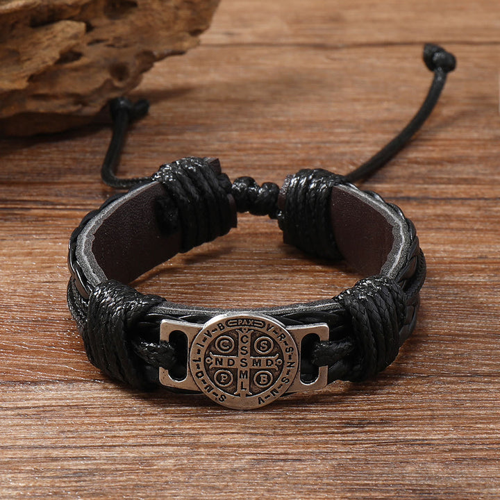 Christianartworkshop Classic 2 Color St. Benedict Leather Bracelet: Symbol of Faith and Courage - image 8