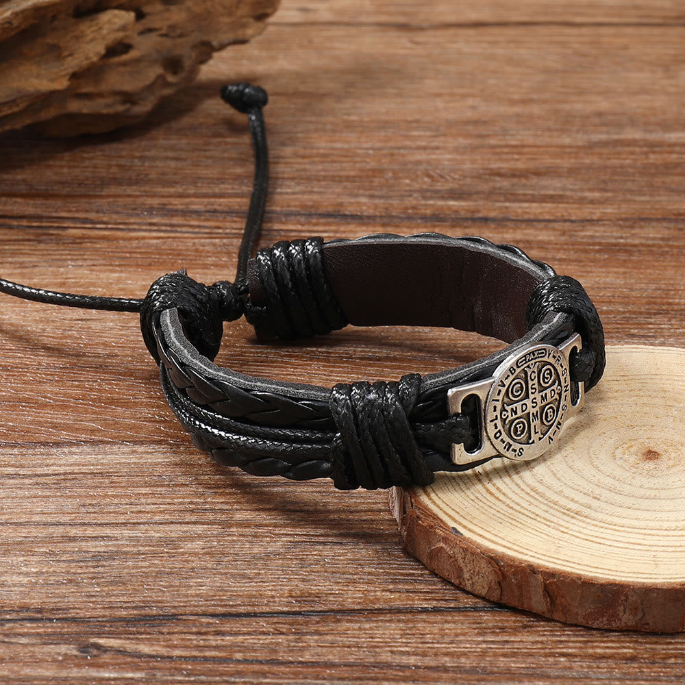 Christianartworkshop Classic 2 Color St. Benedict Leather Bracelet: Symbol of Faith and Courage - image 6