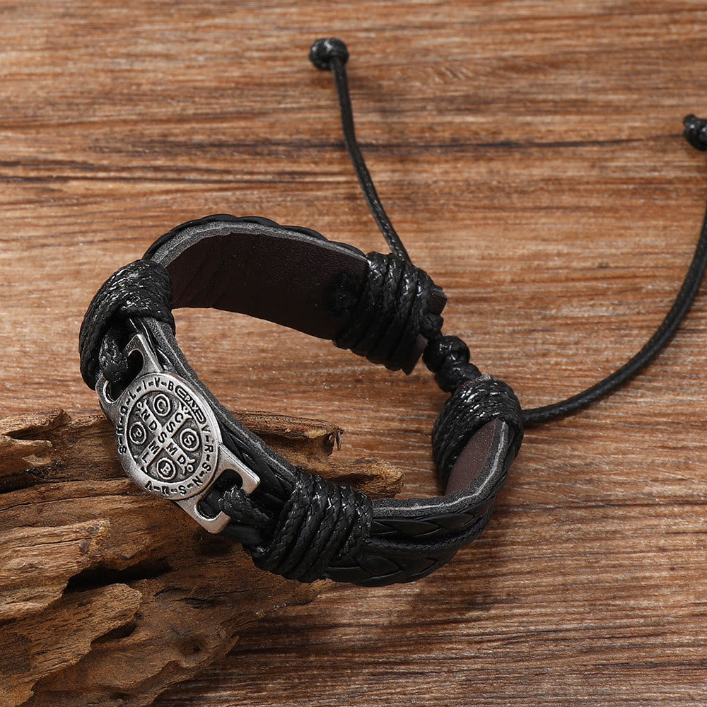 Christianartworkshop Classic 2 Color St. Benedict Leather Bracelet: Symbol of Faith and Courage - image 7