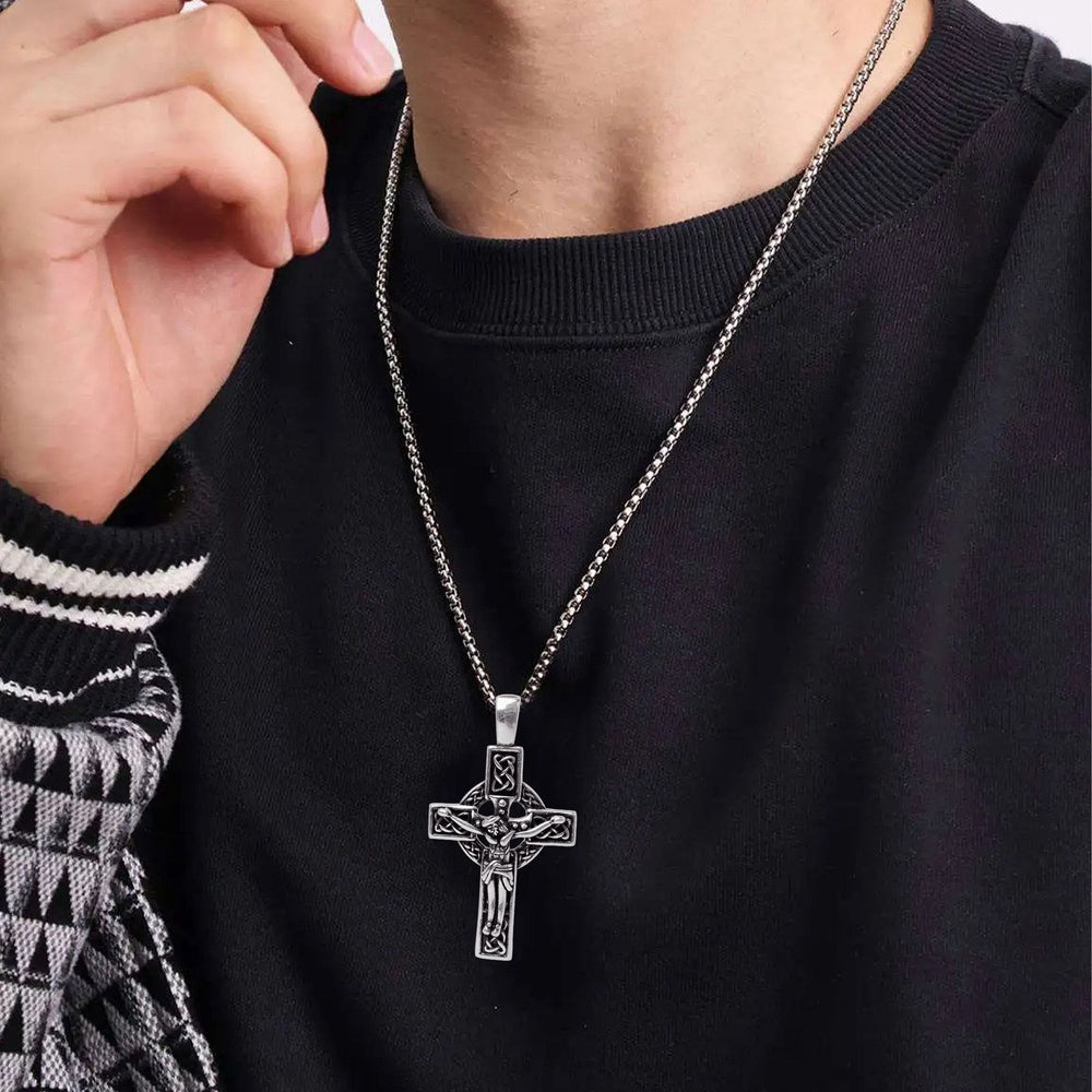 Christianartworkshop Eternal Faith Celtic Knot Crucifix Pendant Necklace: Christ on the Cross - image 1