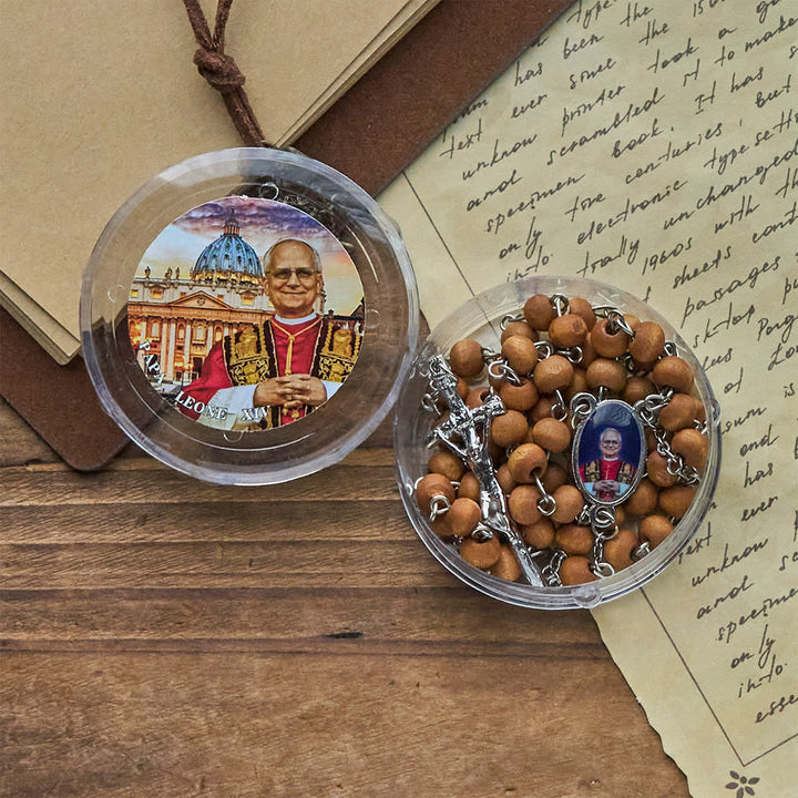 Christianartworkshop Pope Leo XIV Red Wood Beads Rosary Commemorating: A Spiritual Treasure - image 9