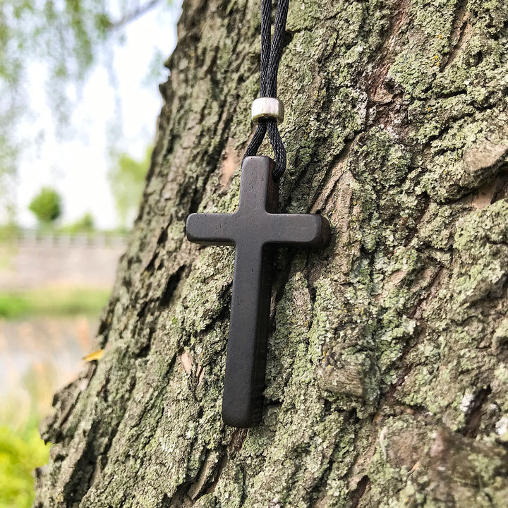Christianartworkshop Classic Natural Ebony Cross Necklace: Pure and Enduring Faith Symbol - image 4