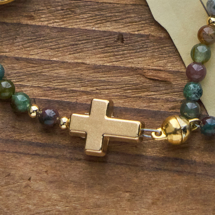 Christianartworkshop Handmade Earth Tone Rosary Bracelets with Cross & St. Benedict Charm - image 7