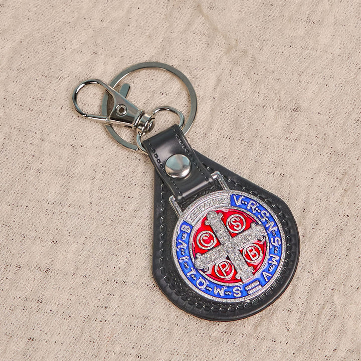 Christianartworkshop PU Leather Saint Benedict Cross Keychain for Daily Spiritual Protection - image 2