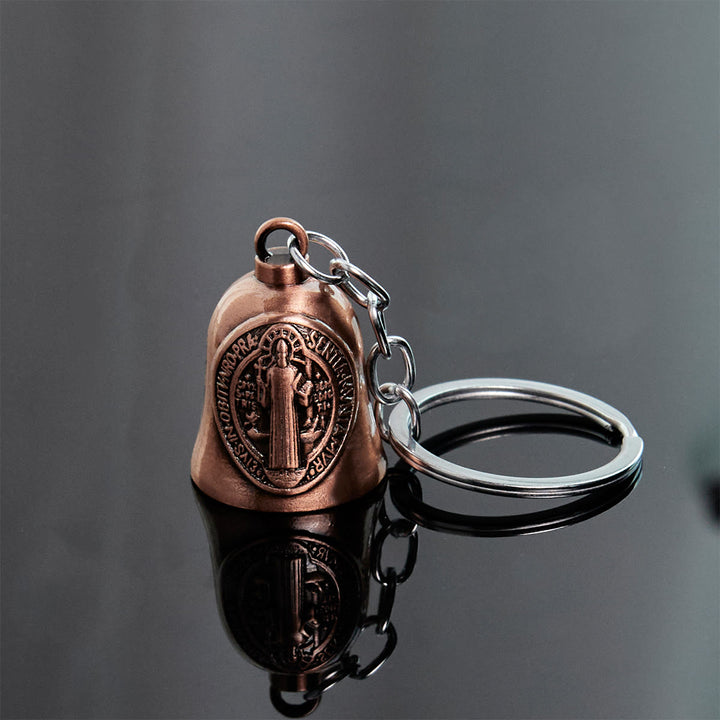 Christianartworkshop Two Color St. Benedict Guardian Bell Keychain: Faith Shield Key Ring - image 6