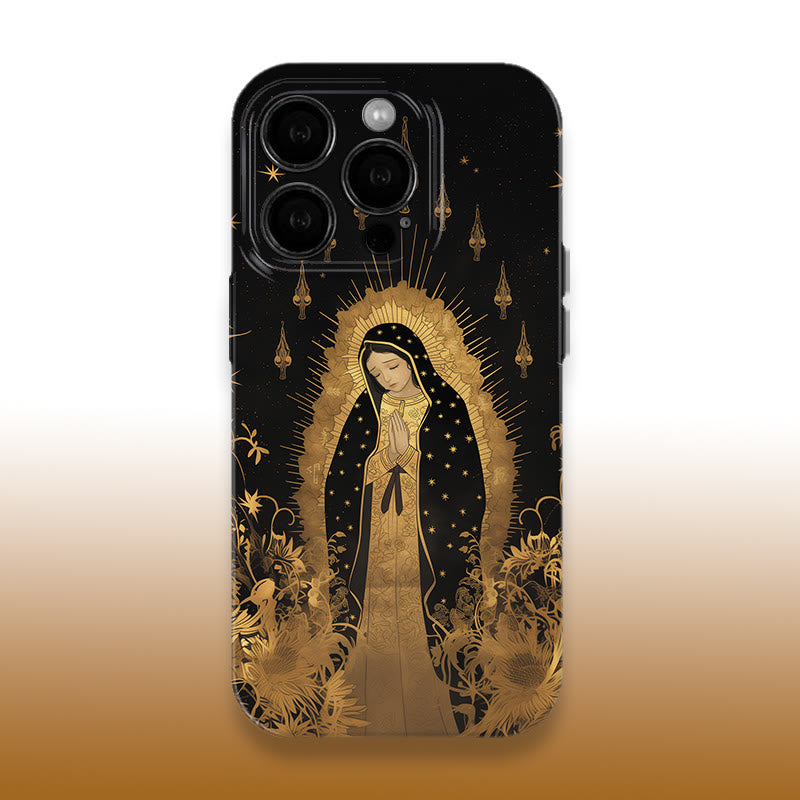 Christianartworkshop Our Lady of Guadalupe Golden & Black Floral Phone Case - image 5