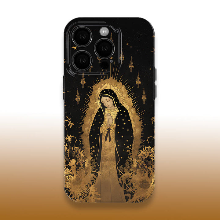 Christianartworkshop Our Lady of Guadalupe Golden & Black Floral Phone Case - image 5