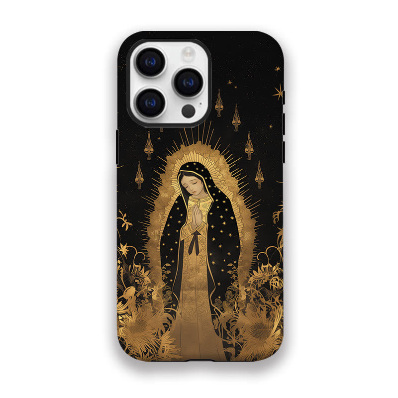 Christianartworkshop Our Lady of Guadalupe Golden & Black Floral Phone Case - image 6