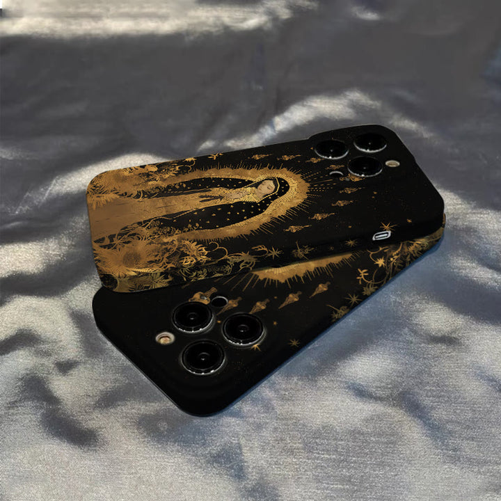 Christianartworkshop Our Lady of Guadalupe Golden & Black Floral Phone Case - image 3
