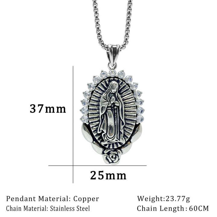 Christianartworkshop Our Lady Pendant Necklace: Sacred Halo and Rose Symbol - image 2